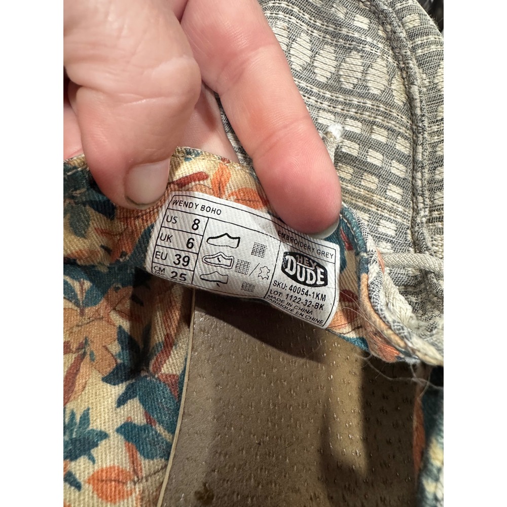 Hey Dude Wendy Boho Embroidery Grey Slip On Loafers Womens Size 8 Bundle of 2.